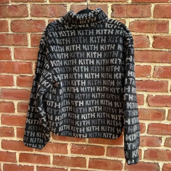 Kith Waverly Multi Monogram Fleece Black men's XXL NWOT - Picture 7 of 8